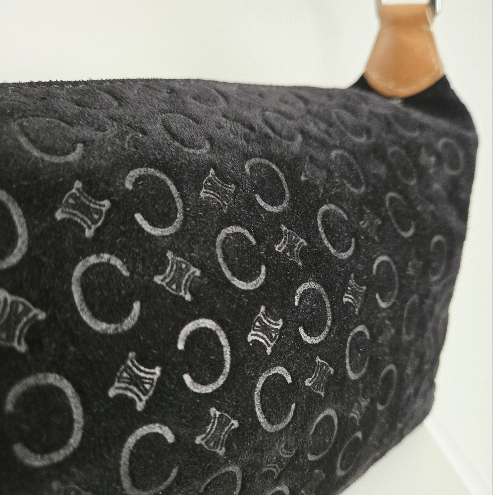 Authentic CELINE Rare Suede Vintage Macadam Bag Clutch Pochette Wallet Purse‎ - Picture 14 of 16